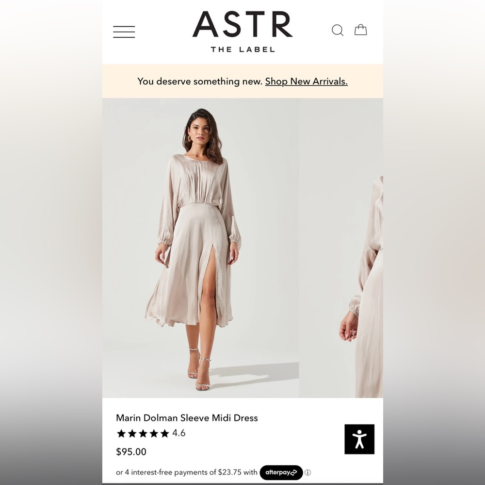 Marin Dolman Sleeve Midi Dress, ASTR the Label (S)